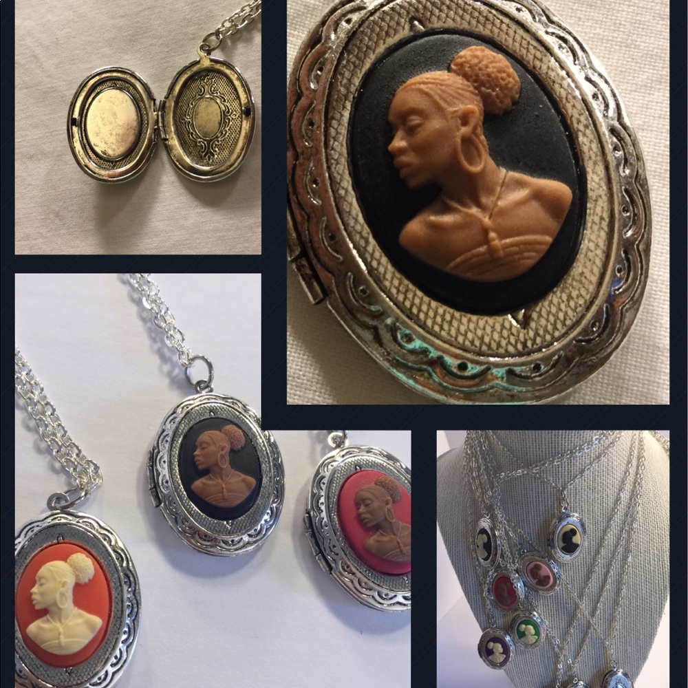 Brown Vintage Cameo Locket